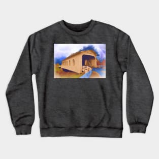 Grave Creek Covered Bridge In Watercolor Crewneck Sweatshirt